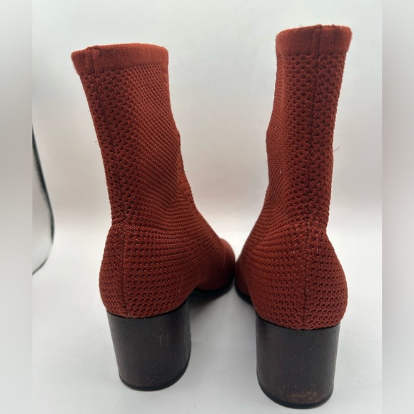 Eileen Fisher Choice Mesh Knit Ankle Boots Women's 8 Rust Slip On Wood Heel - Picture 11 of 12
